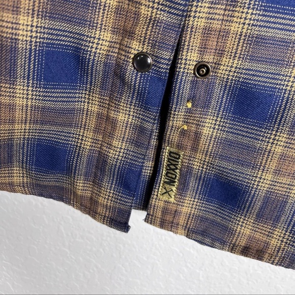 Dixxon Shirt Women Medium Plaid Flannel Long Sleeve Brown Blue Button Up  KK - Picture 3 of 8